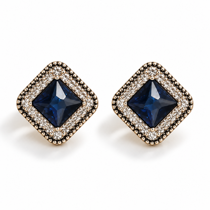 Sapphire Square Stud Earrings