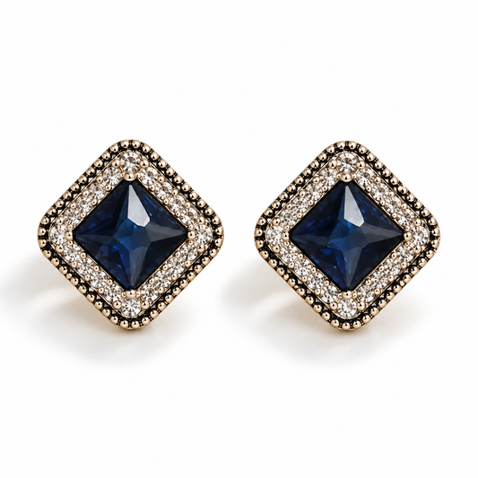 Sapphire Square Stud Earrings