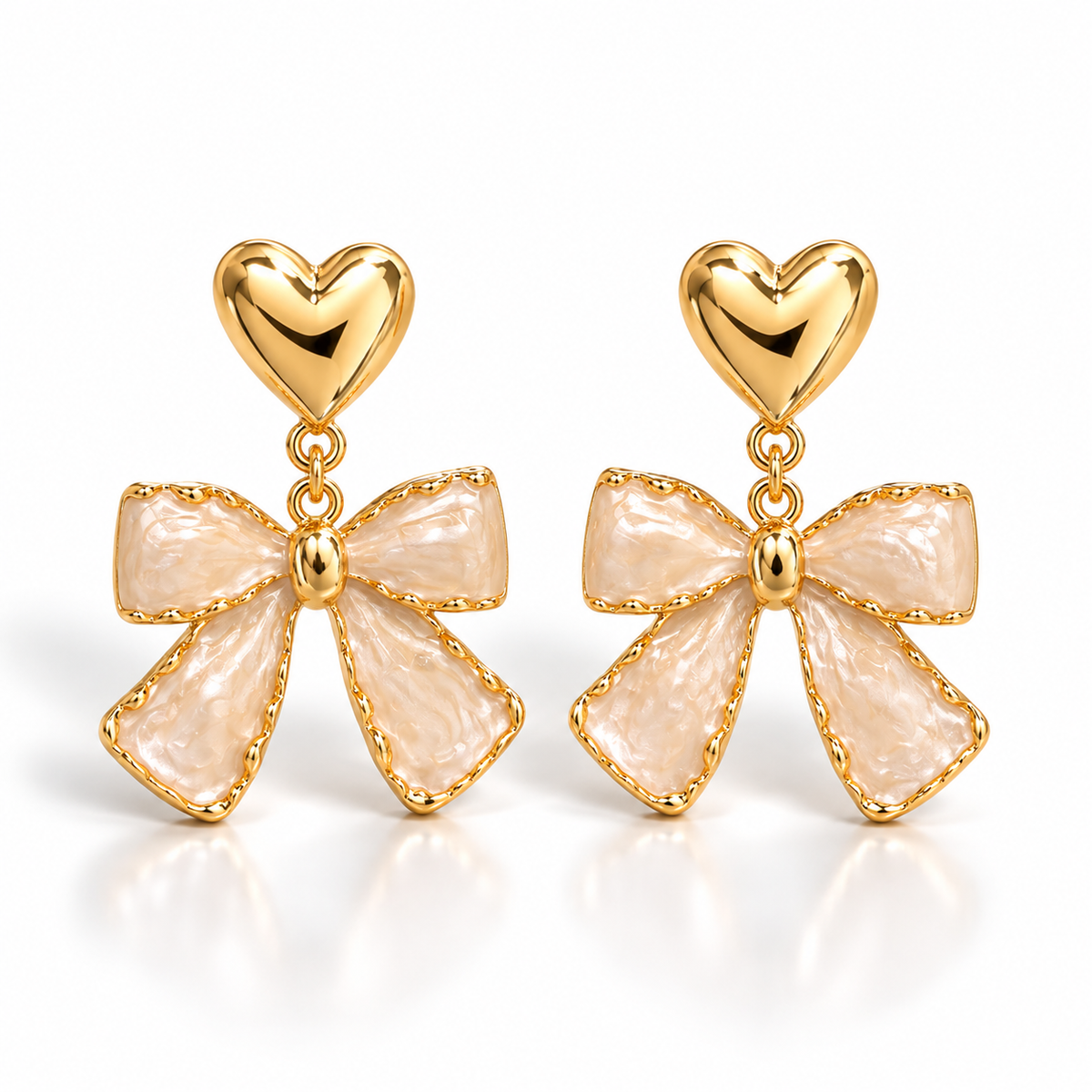 Heart Bow Drop Earrings
