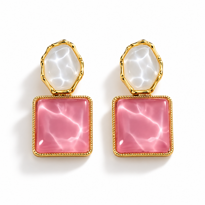 Rose Quartz Duo Drop Earrings