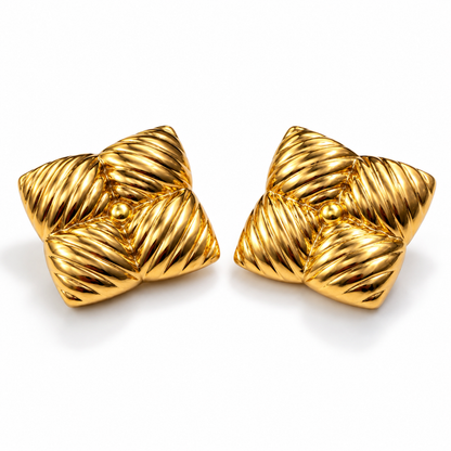 Anti Tarnish Golden Knot Stud Earrings