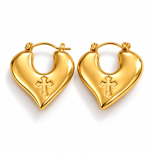 Anti Tarnish Heart Hoop Earrings