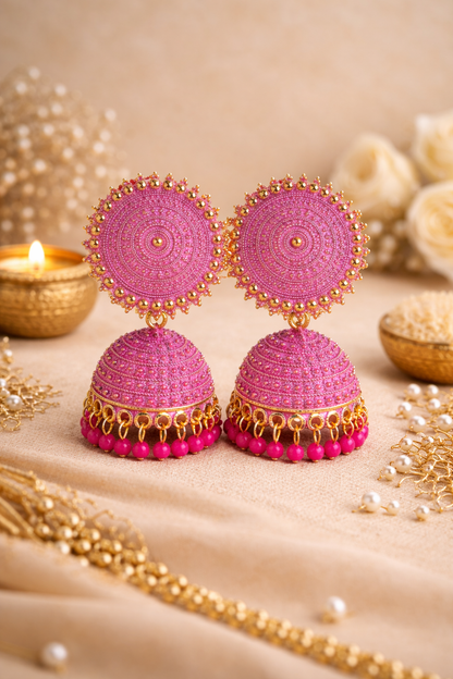 Rani Pink Mandala Jhumka Earrings