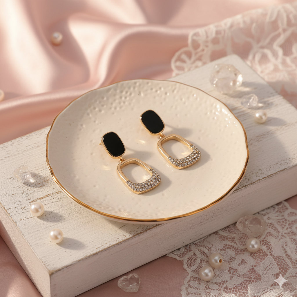 Noir Grace Drop Earrings