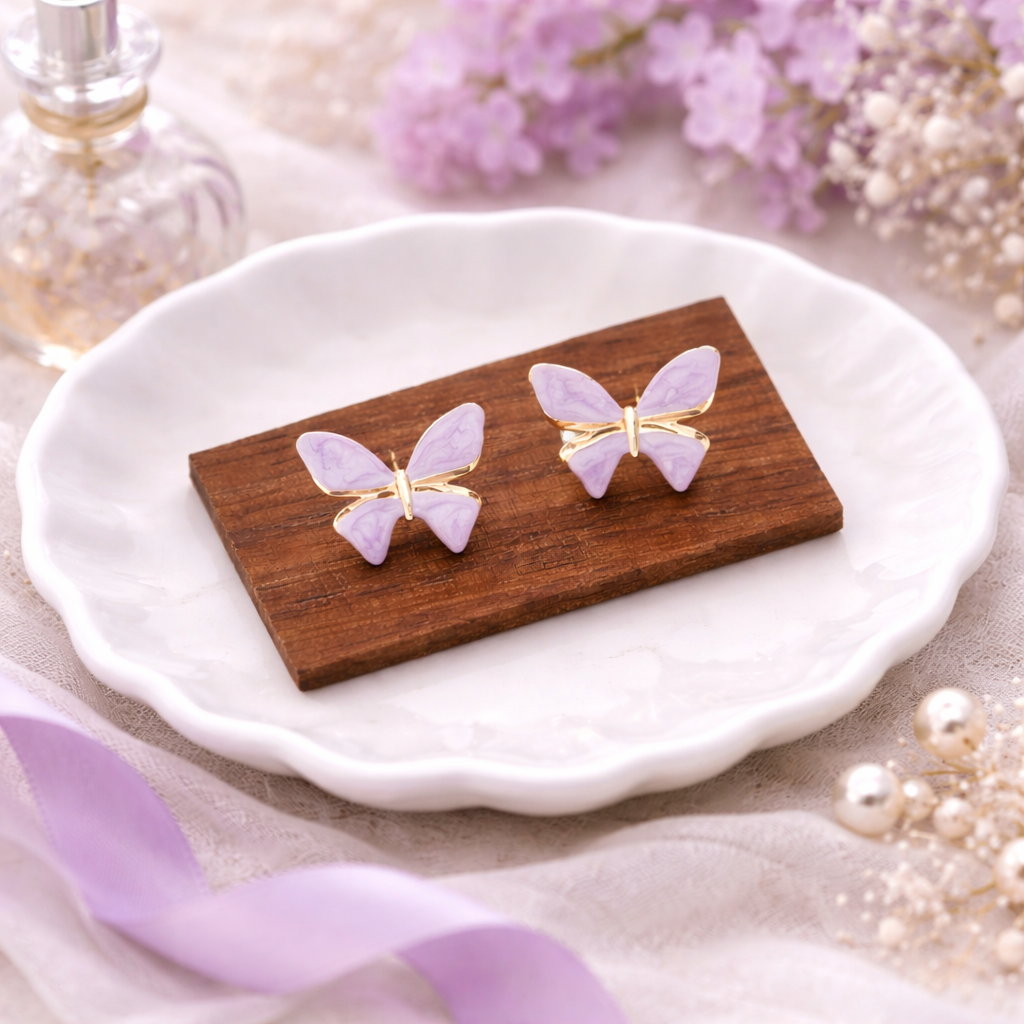 Lilac Butterfly Stud Earrings
