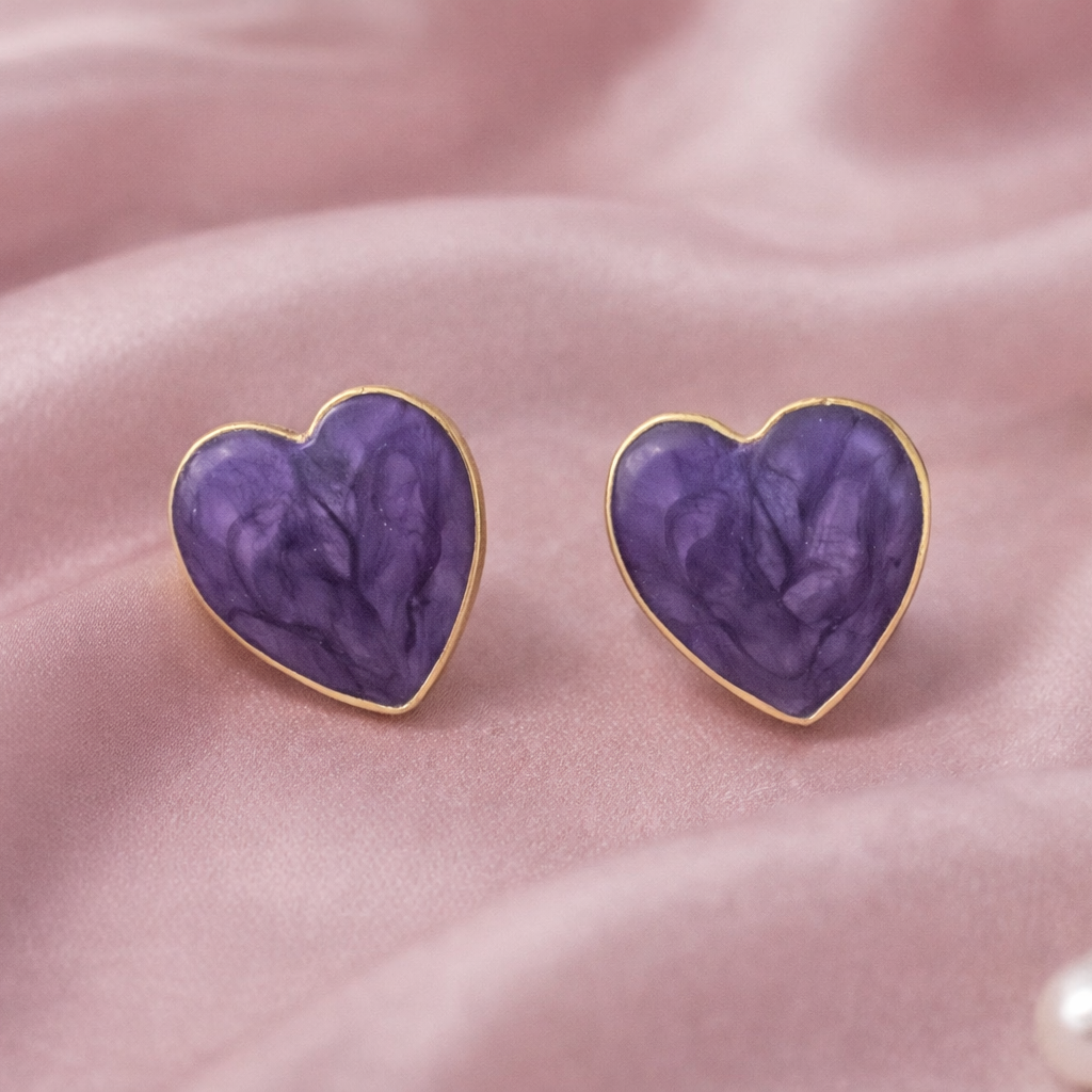 Purple Heart Stud Earrings