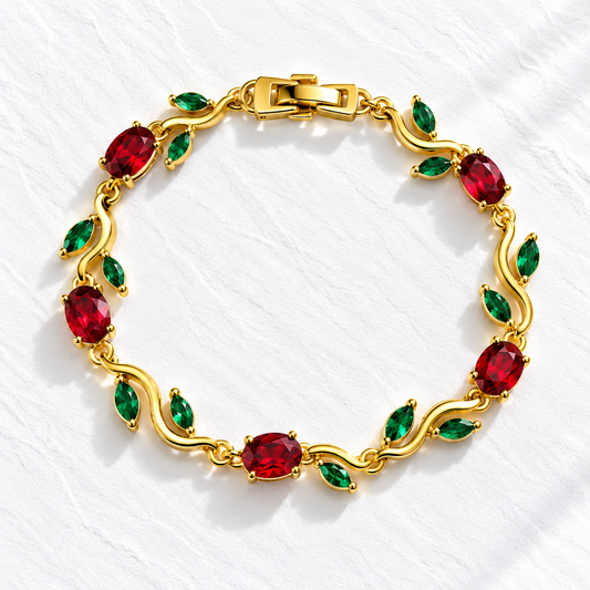 Ruby and Emerald Vine Bracelet