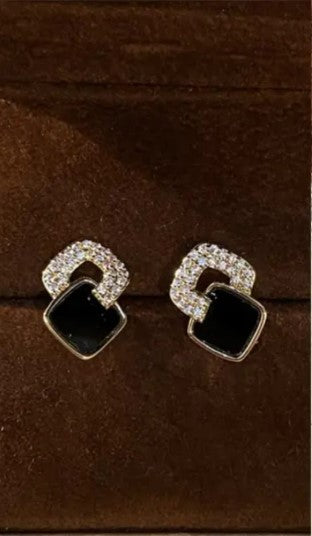 Midnight Aura Crystal Stud Earrings