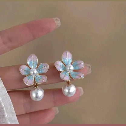 Aurora Bloom Pearl Drop Earrings